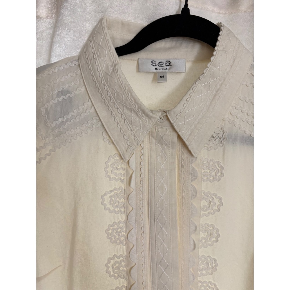 Sea New York Ryleigh Ric Rac Button Up Dress Embroidered Oversized Size XS - Picture 4 of 11